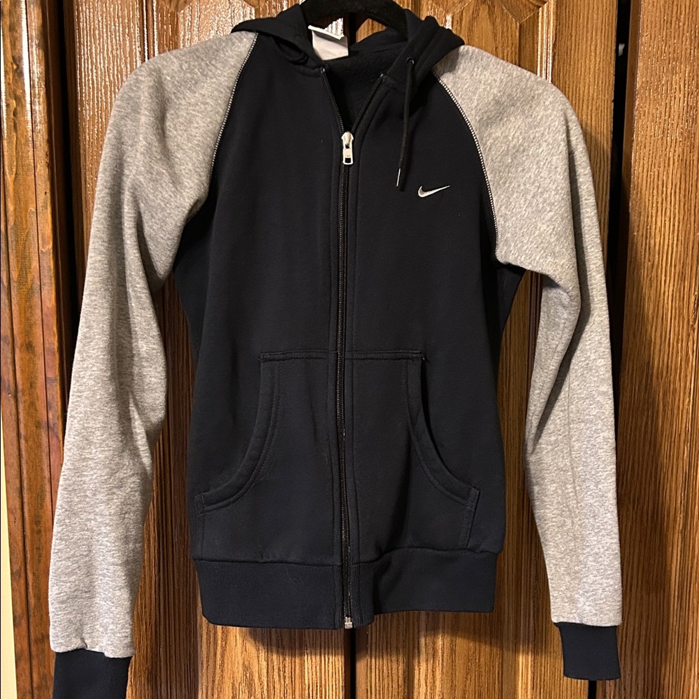 Nike Black and Gray Hoodie with Zipper